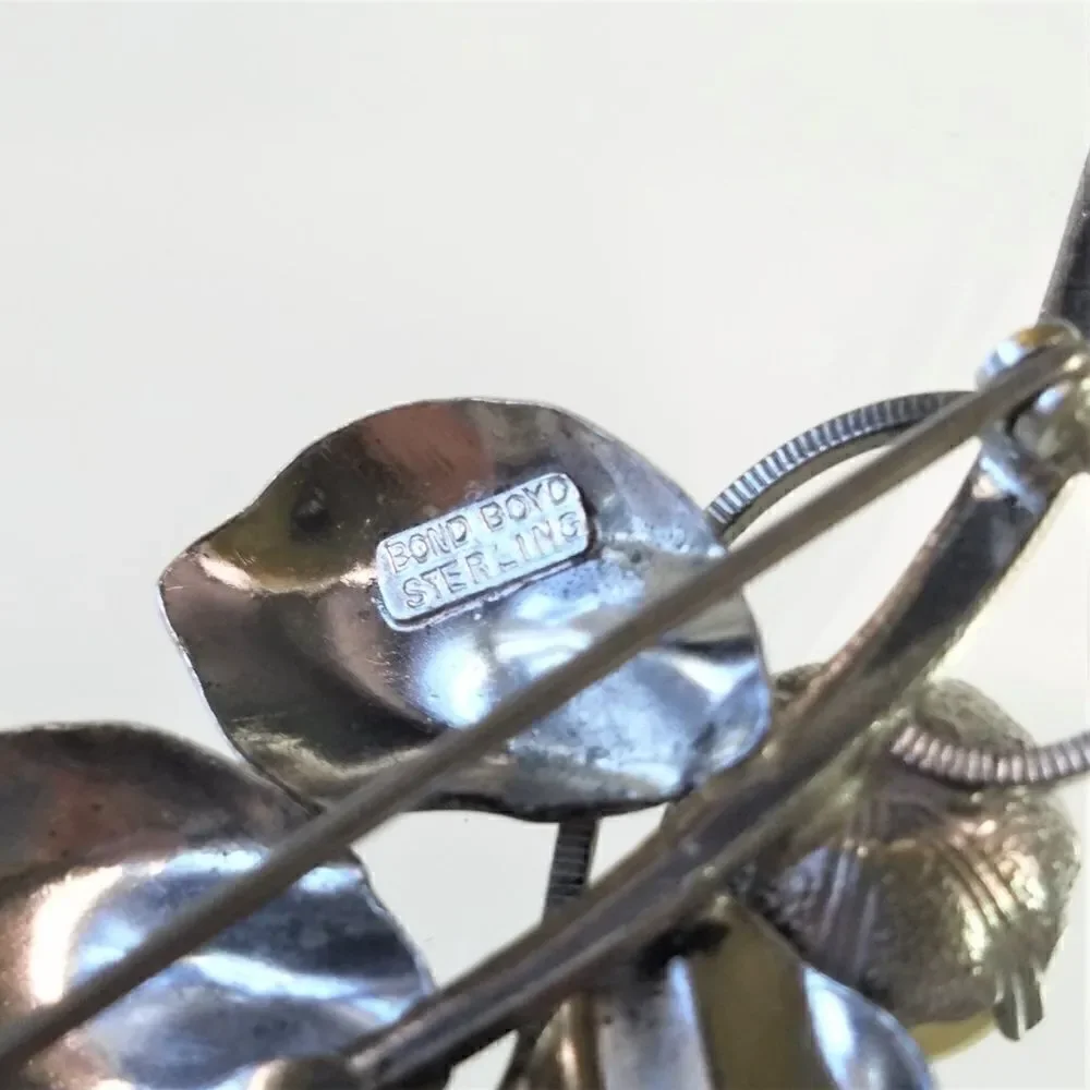 Vintage Bond Boyd Sterling Leaf Branch Brooch